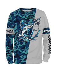 Load image into Gallery viewer, Swordfish Fishing Sea Camo Custom Name Full Printing Shirts Personalized Gift TATS114