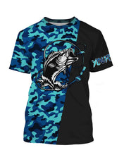 Load image into Gallery viewer, Bass Fishing Sea Camo Custom Name Full Printing Shirts Personalized Gift TATS115