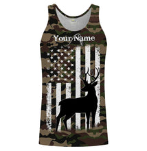 Load image into Gallery viewer, Deer hunting custom name America flag camo all over print Shirts, Hoodie, Zip up hoodie TATS212