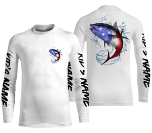 Tuna Fishing American Flag Custom performance Long Sleeve Fishing Shirts, Patriotic Fishing gifts - IPHW1414