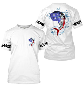 Mahi Mahi Fishing American Flag Custom Long sleeve performance Fishing Shirts, Patriotic Fishing apparel - IPHW1445