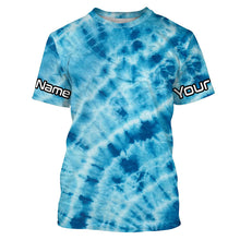 Load image into Gallery viewer, Personalized blue tie dye Long sleeve performance Fishing Shirts, Fishing gifts for Fisherman IPHW3581