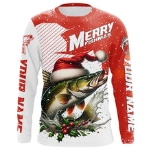 Load image into Gallery viewer, Merry Fishmas Custom Walleye Long Sleeve Christmas Fishing Shirts, Personalized Xmas Fishing Gifts IPHW5578