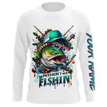 Load image into Gallery viewer, Wishin&#39; I Was Fishin&#39; Custom Funny Bass Christmas Fishing Shirts Bass Christmas Fishing Gifts IPHW5586