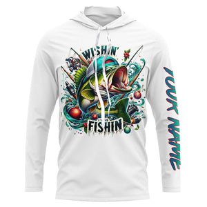 Wishin' I Was Fishin' Custom Funny Bass Christmas Fishing Shirts Bass Christmas Fishing Gifts IPHW5587