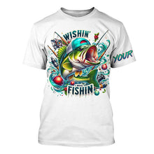 Load image into Gallery viewer, Wishin&#39; I Was Fishin&#39; Custom Funny Bass Christmas Fishing Shirts Bass Christmas Fishing Gifts IPHW5587