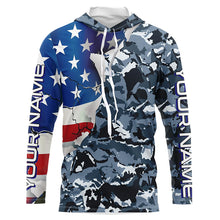 Load image into Gallery viewer, Custom American Flag Camo Uv Protection Long Sleeve Shirts, Patriotic Performance Fishing Shirts IPHW6102