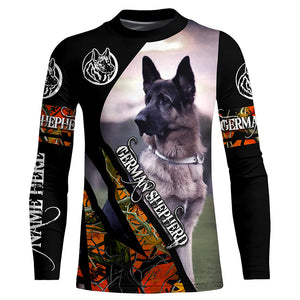 German Shepherd Hunting dog orange camo Customize 3D All over print shirts - various styles to choose all over  T shirt, Long sleeve, Sweatshirt, Tank Top, Zip up, Hoodie - IPH2148