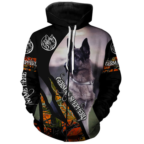 German Shepherd Hunting dog orange camo Customize 3D All over print shirts - various styles to choose all over  T shirt, Long sleeve, Sweatshirt, Tank Top, Zip up, Hoodie - IPH2148