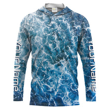 Load image into Gallery viewer, Custom Saltwater Long sleeve Fishing Shirts UV Protection, Sea wave camo Fishing Shirts - IPHW1330