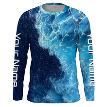 Load image into Gallery viewer, Beautiful Custom Saltwater Long sleeve Fishing Shirts UV Protection, Sea wave camo Fishing Shirts - IPHW1331