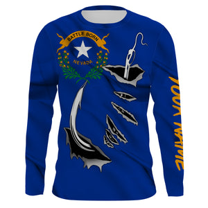 Nevada Flag 3D Fish Hook UV Protection Custom Long Sleeve performance Fishing Shirts IPHW497