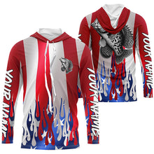 Load image into Gallery viewer, Custom 3D Flame American Flag Crappie Long Sleeve Fishing Shirts, Patriotic Crappie Fishing Jerseys IPHW6146