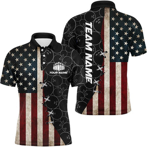 Vintage Us Flag Custom Bowling Team Shirts For Men And Women Bowling Ball Pattern Patriotic Gifts IPHW5480