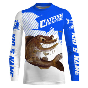 Angry Catfish Custom Long sleeve performance Fishing Shirts, Catfish hunter Fishing jerseys | blue IPHW3379