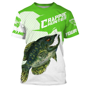 Angry Crappie Custom Long sleeve performance Fishing Shirts, Crappie hunter Fishing jerseys | green IPHW3381