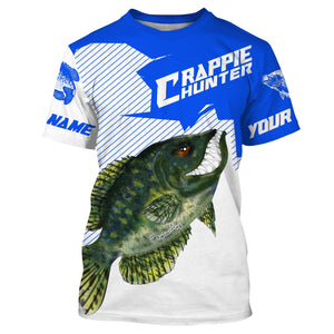 Angry Crappie Custom Long sleeve performance Fishing Shirts, Crappie hunter Fishing jerseys | blue IPHW3382