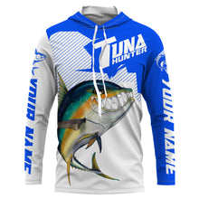 Load image into Gallery viewer, Angry Yellowfin Tuna Custom Long sleeve Fishing Shirts, Tuna hunter Fishing jerseys | blue IPHW3385