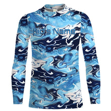 Load image into Gallery viewer, Sea wave camo Fishing Custom UV Long Sleeve Fishing Shirts, Saltwater Fishing Shirts - IPHW876