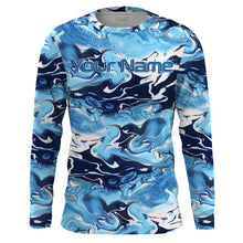 Load image into Gallery viewer, Sea wave camo Fishing Custom UV Long Sleeve Fishing Shirts, Saltwater Fishing Shirts - IPHW876