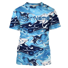 Load image into Gallery viewer, Sea wave camo Fishing Custom UV Long Sleeve Fishing Shirts, Saltwater Fishing Shirts - IPHW876