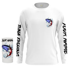 Load image into Gallery viewer, Tuna Fishing American Flag Custom performance Long Sleeve Fishing Shirts, Patriotic Fishing gifts - IPHW1392