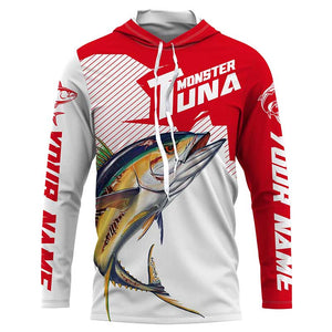 Monster Tuna Fishing jerseys, Yellowfin Tuna fish skull Custom Long sleeve Fishing Shirts | red IPHW3531