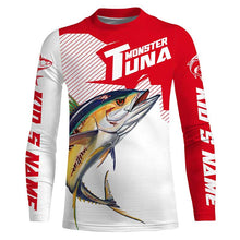 Load image into Gallery viewer, Monster Tuna Fishing jerseys, Yellowfin Tuna fish skull Custom Long sleeve Fishing Shirts | red IPHW3531