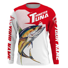 Load image into Gallery viewer, Monster Tuna Fishing jerseys, Yellowfin Tuna fish skull Custom Long sleeve Fishing Shirts | red IPHW3531