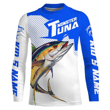 Load image into Gallery viewer, Monster Tuna Fishing jerseys, Yellowfin Tuna fish skull Custom Long sleeve Fishing Shirts | blue IPHW3532