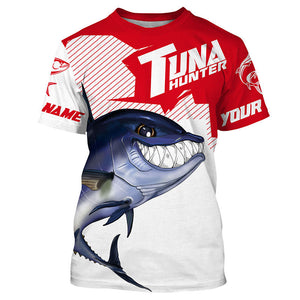 Bluefin Tuna hunter Fishing jerseys, Custom Angry Tuna Long sleeve performance Fishing Shirts |red IPHW3402