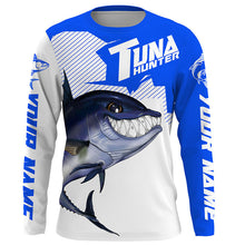 Load image into Gallery viewer, Bluefin Tuna hunter Fishing jerseys, Custom Angry Tuna Long sleeve performance Fishing Shirts |blue IPHW3404