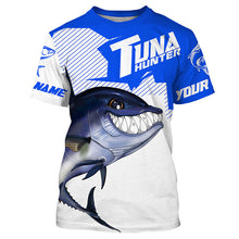 Load image into Gallery viewer, Bluefin Tuna hunter Fishing jerseys, Custom Angry Tuna Long sleeve performance Fishing Shirts |blue IPHW3404