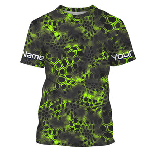 Green camo Custom Long Sleeve performance Fishing Shirts, UV Protection Fishing jerseys - IPHW2210