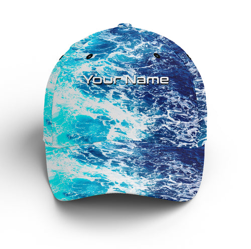 Saltwater Sea wave camo Custom Adjustable Fishing Baseball Trucker Angler hat cap Fishing gifts IPHW3264