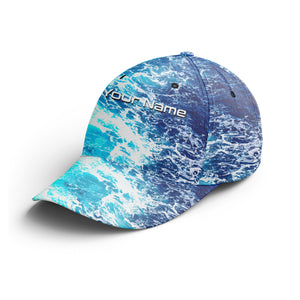 Saltwater Sea wave camo Custom Adjustable Fishing Baseball Trucker Angler hat cap Fishing gifts IPHW3264