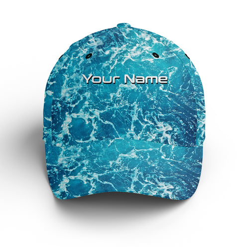 Saltwater Sea wave camo Custom Adjustable Fishing Baseball Trucker Angler hat cap Fishing gifts IPHW3266