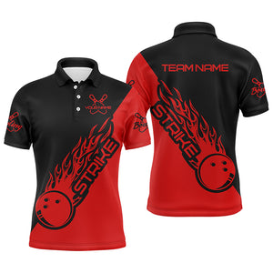 Custom Bowling Shirts For Men And Women, Bowling Team Shirts Bowling Strike | Black And Red IPHW3944