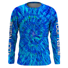 Load image into Gallery viewer, Blue Tie Dye Custom Long Sleeve performance Fishing Shirts, tournament Fishing Shirts for men - IPHW1716