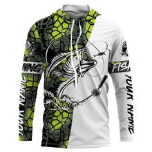 Load image into Gallery viewer, Largemouth Bass Fishing Custom Long Sleeve Shirts, Bass Tournament Fishing Jerseys | Green Camo IPHW3855