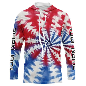 Custom Tie Dye American Flag Fishing Shirts, USA Patriotic Fishing Gifts Uv Protection IPHW4626