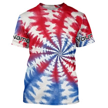 Load image into Gallery viewer, Custom Tie Dye American Flag Fishing Shirts, USA Patriotic Fishing Gifts Uv Protection IPHW4626