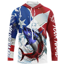 Load image into Gallery viewer, Tuna Fishing American Flag Custom Performance Long Sleeve Fishing Shirts, Patriotic Fishing Gifts IPHW6109