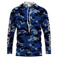 Load image into Gallery viewer, Custom Blue Fishing camo Long Sleeve performance Fishing Shirts, UV Protection Fishing apparel - IPHW1474