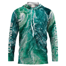 Load image into Gallery viewer, Custom Saltwater Long sleeve Fishing Shirts UV Protection, Sea wave camo Fishing Shirts - IPHW1475
