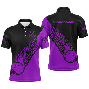 Custom Bowling Shirts For Men And Women, Bowling Team Shirts Bowling Strike | Purple IPHW4288