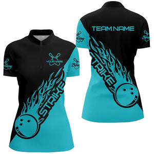 Custom Bowling Shirts For Women, Bowling Team Shirts Bowling Strike | Ball Blue IPHW4289