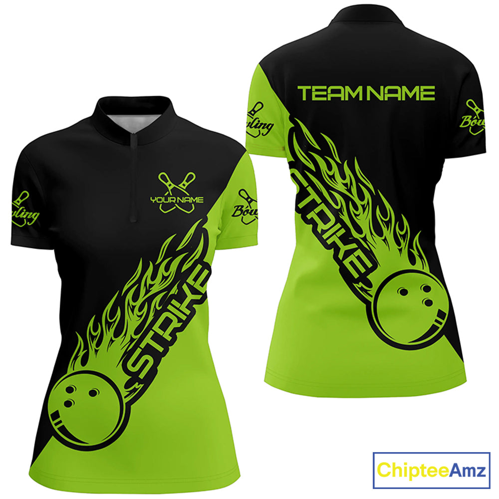Custom Bowling Shirts For Women, Bowling Team Shirts Bowling Strike | Green IPHW4291