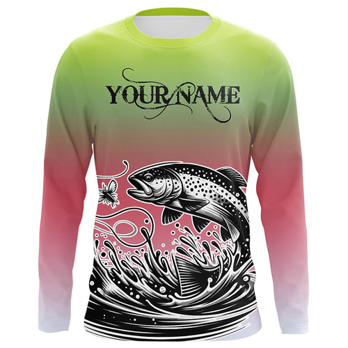 Rainbow Trout Custom Long Sleeve Tournament Fishing Shirt,  Trout Uv Protection Fishing Jerseys IPHW5591