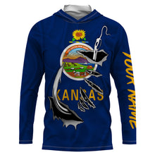 Load image into Gallery viewer, Kansas Flag 3D Fish Hook UV Protection Custom Long Sleeve performance Fishing Shirts IPHW490